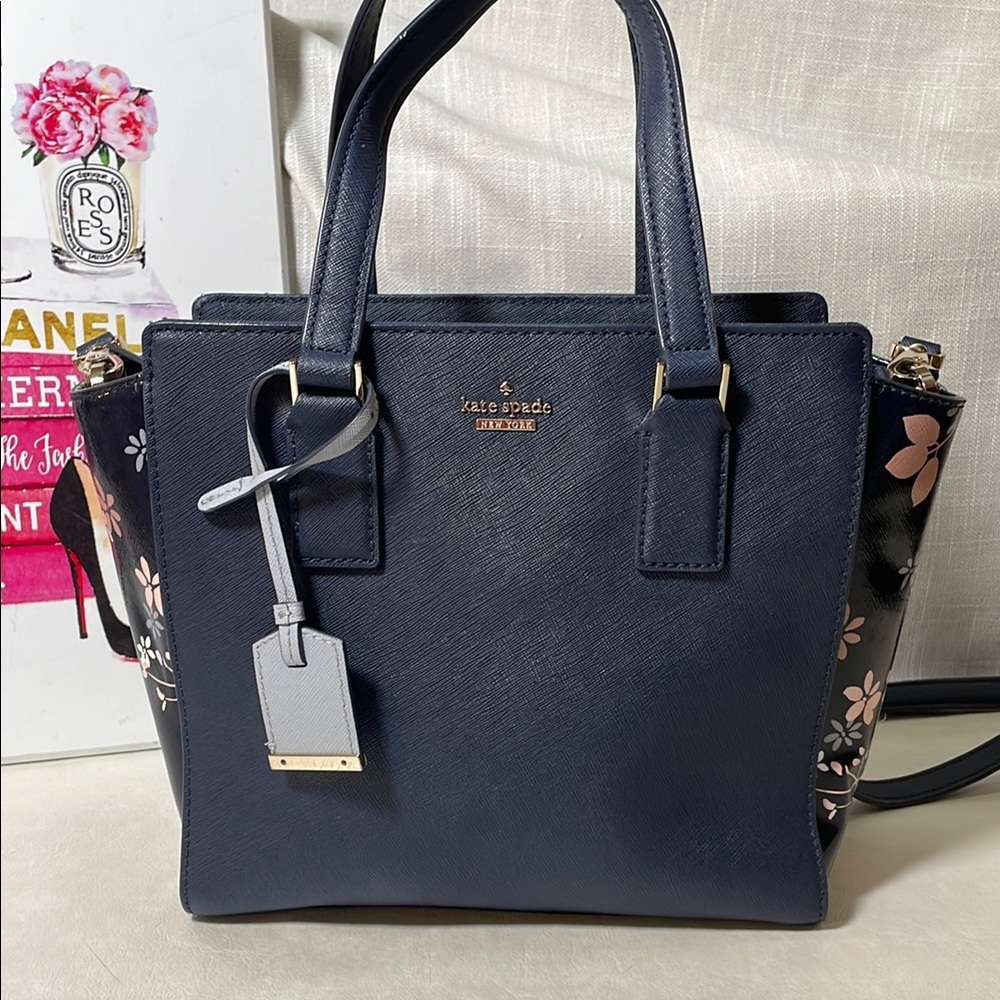 Kate Spade Cameron Street Blue Floral Satchel with Crossbody
Strap - Picture 13 of 16
